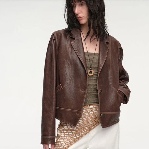 Classic Brown Leather Women's Jacket - Picture 2 of 9